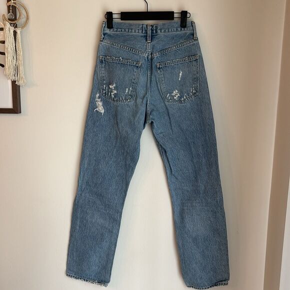 Agolde 90’s mid rise Women Light Blue Ripped distressed Denim Jeans size 23 EUC - Picture 10 of 15